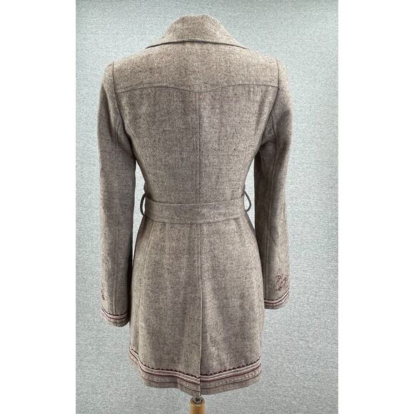 Guess Jeans Coat Womens Medium Wool Blend Pea Jacket Embroidered Beaded Lined - Picture 3 of 16